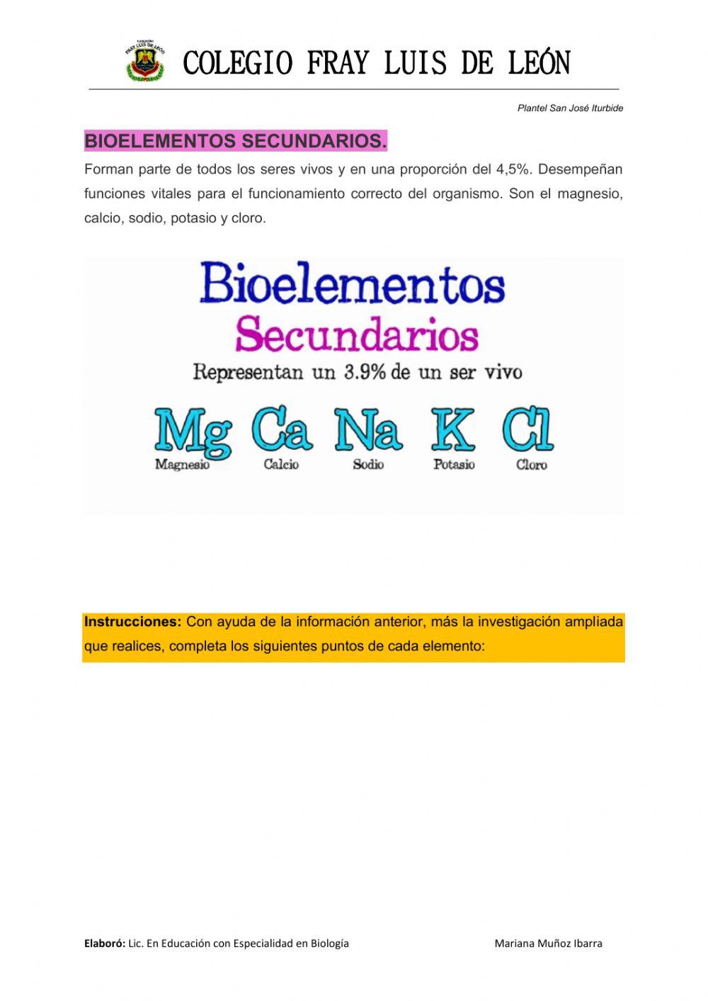 Bioelementos Secundarios