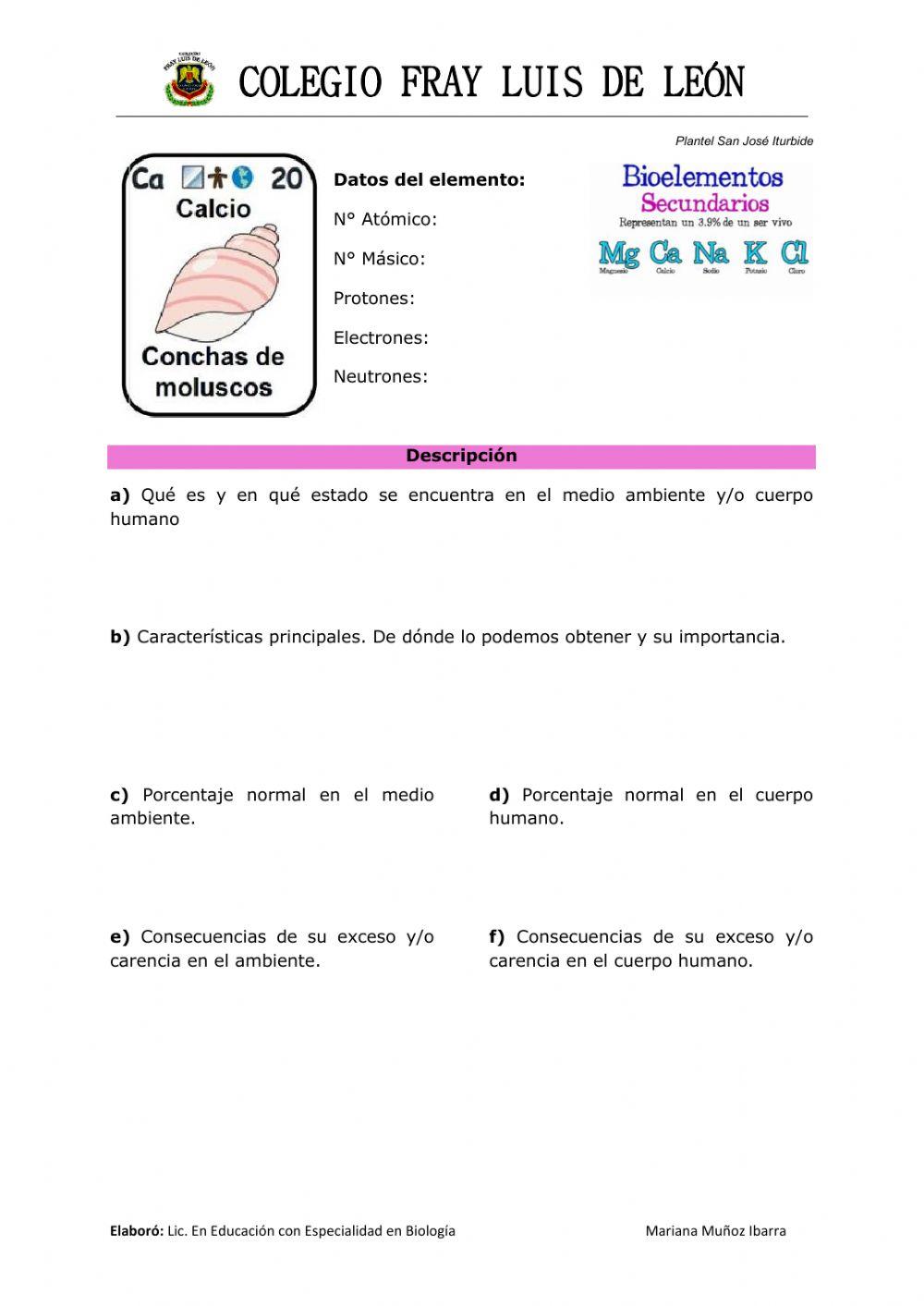 Bioelementos Secundarios