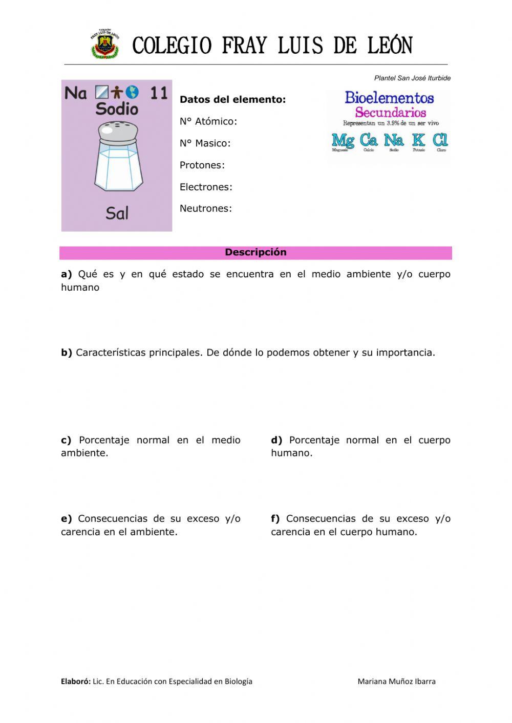 Bioelementos Secundarios