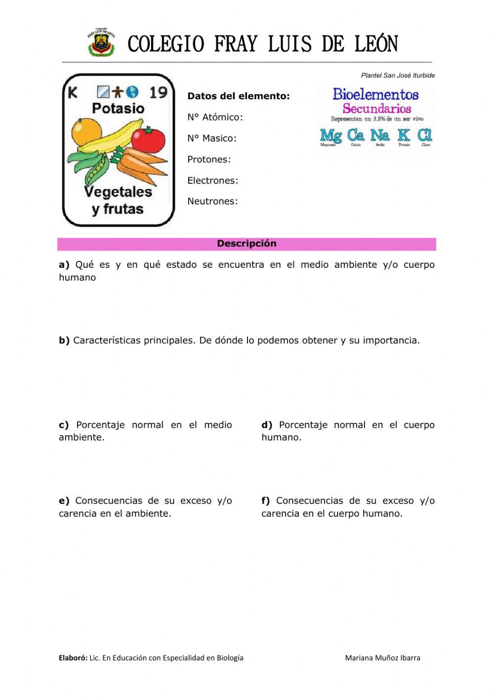 Bioelementos Secundarios