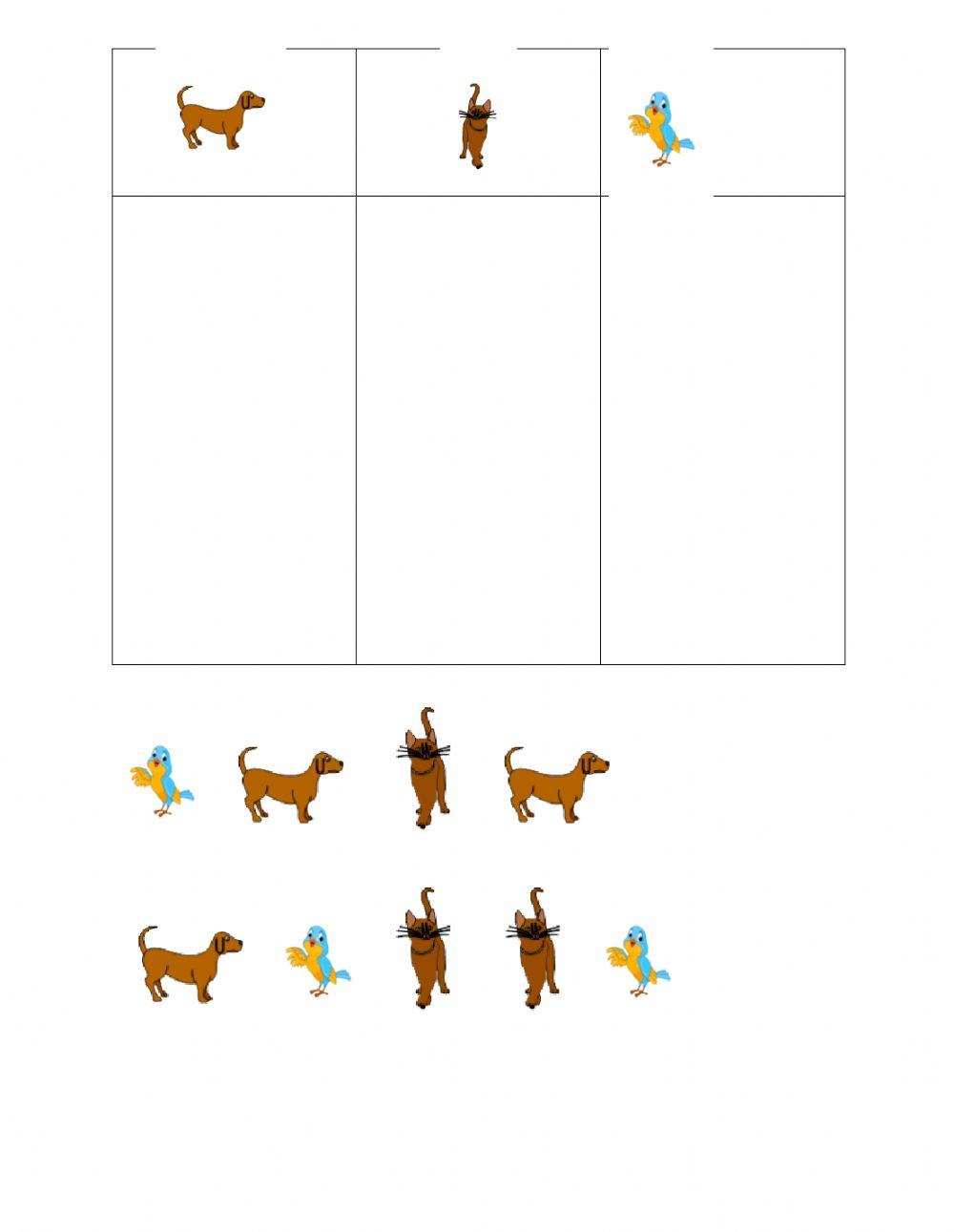 Sorting Pet Animals Sorting Pet Animals