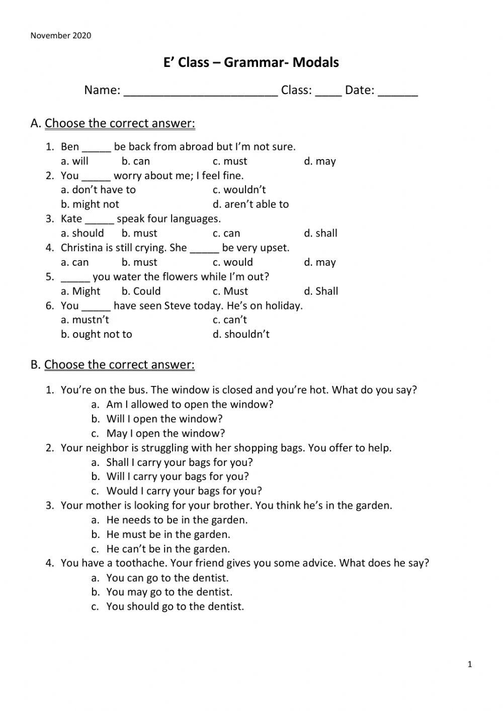 Lower Grammar Modals