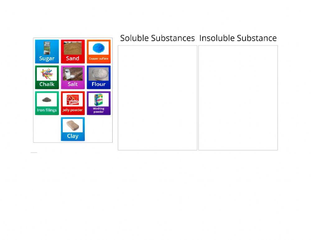 Soluble and insoluble substance
