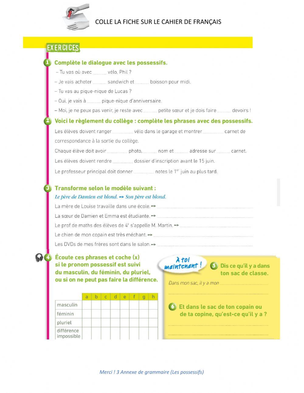 Révision possessifs