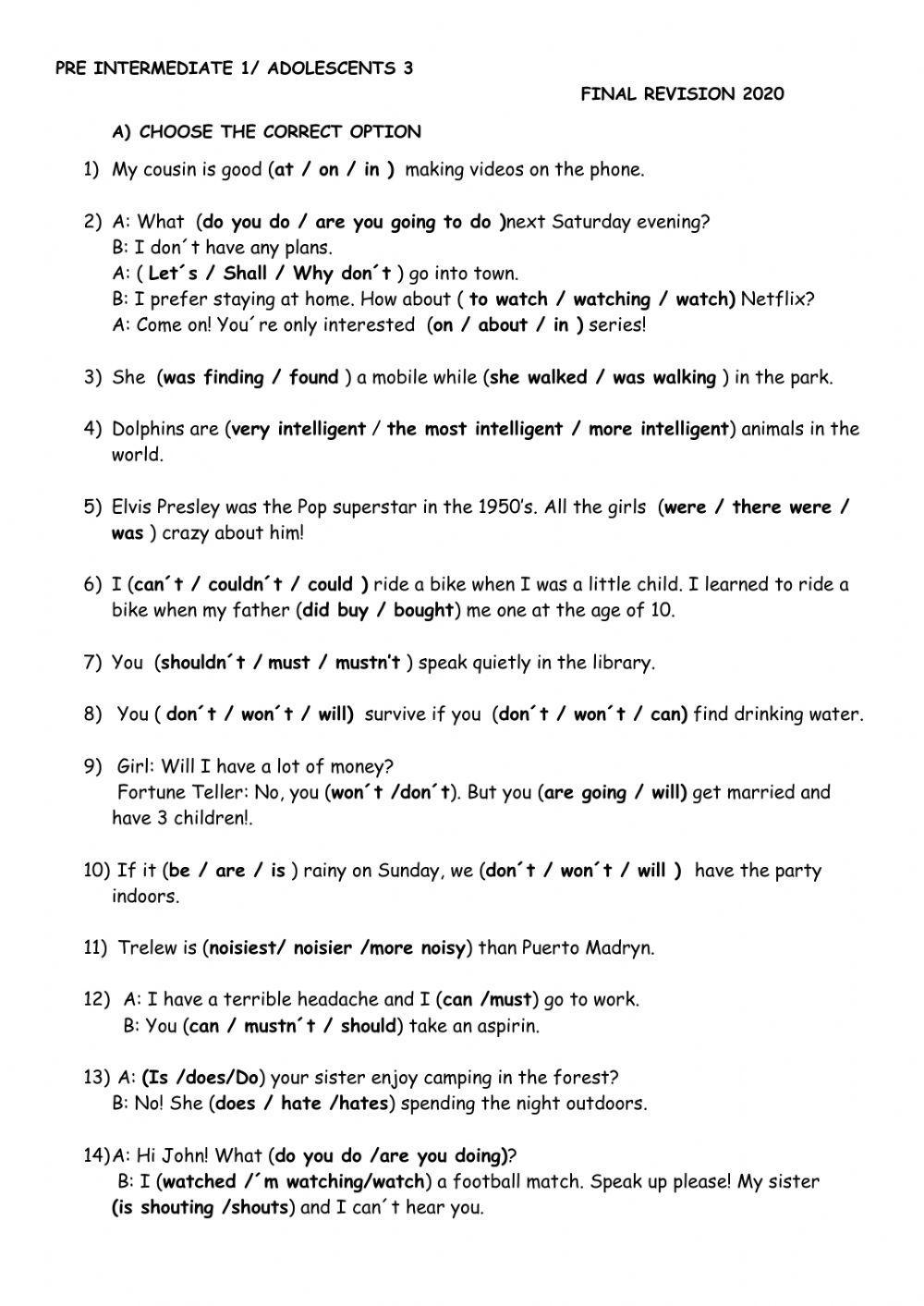 REVISION LESSON 34  Pre Int 1-Ado 3