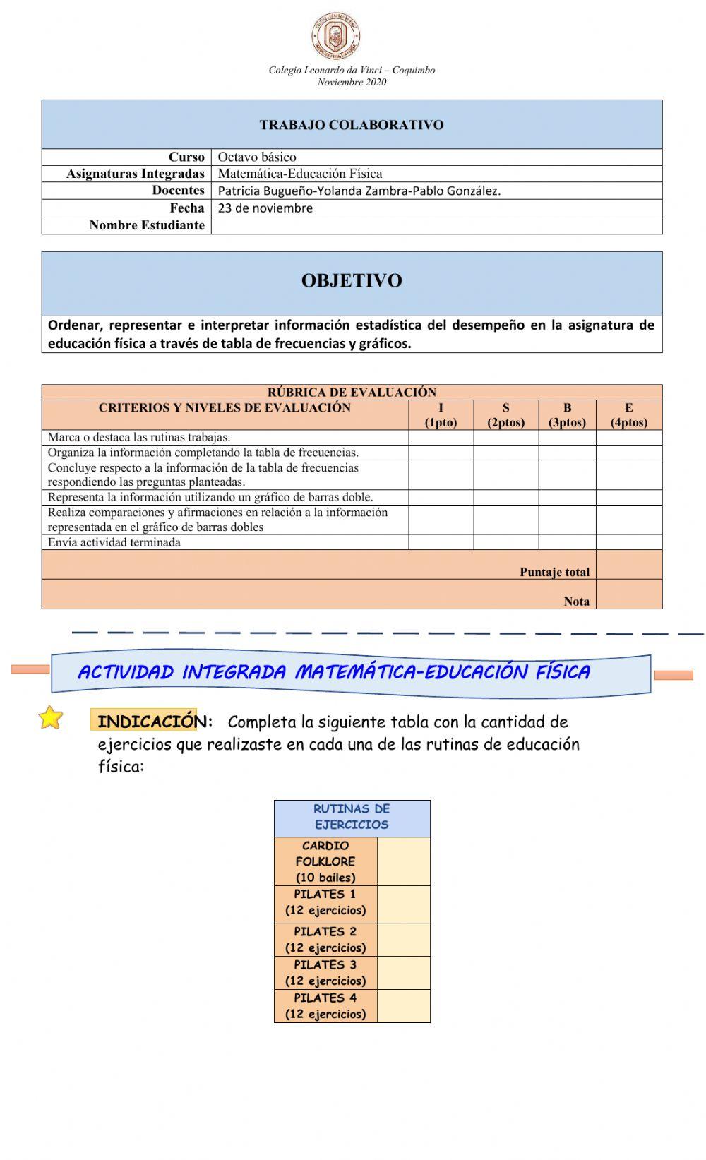 ACTIVIDAD INTEGRADA-MATEMÁTICA-EDUCACIÓN FÍSICA-8
