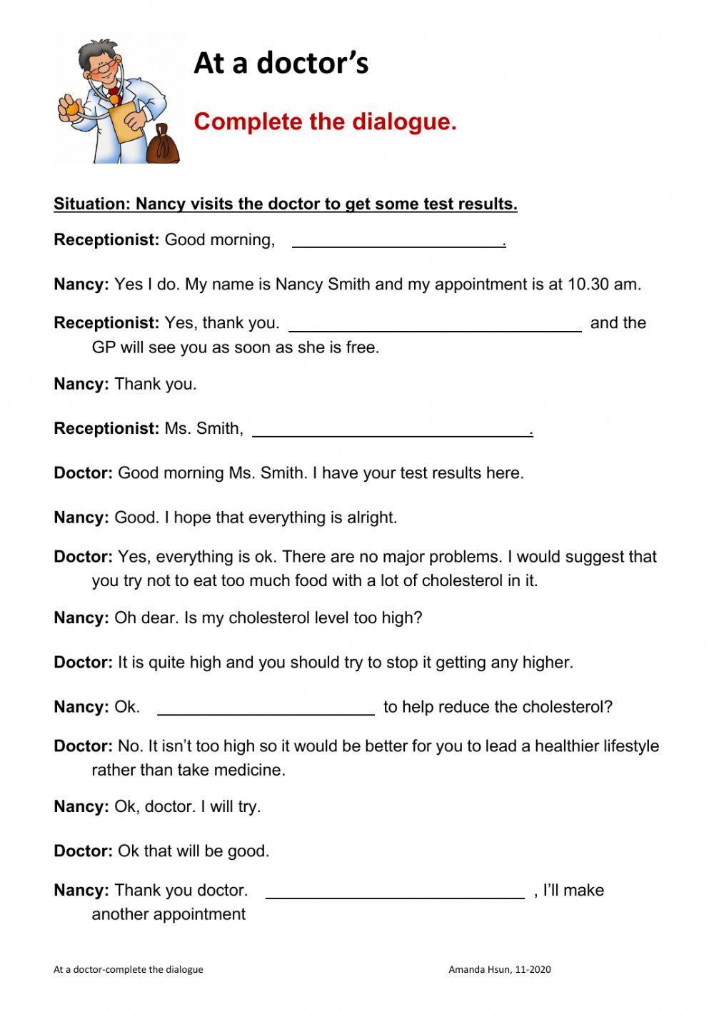 a dialogue at the doctor's a dialogue at the doctor's