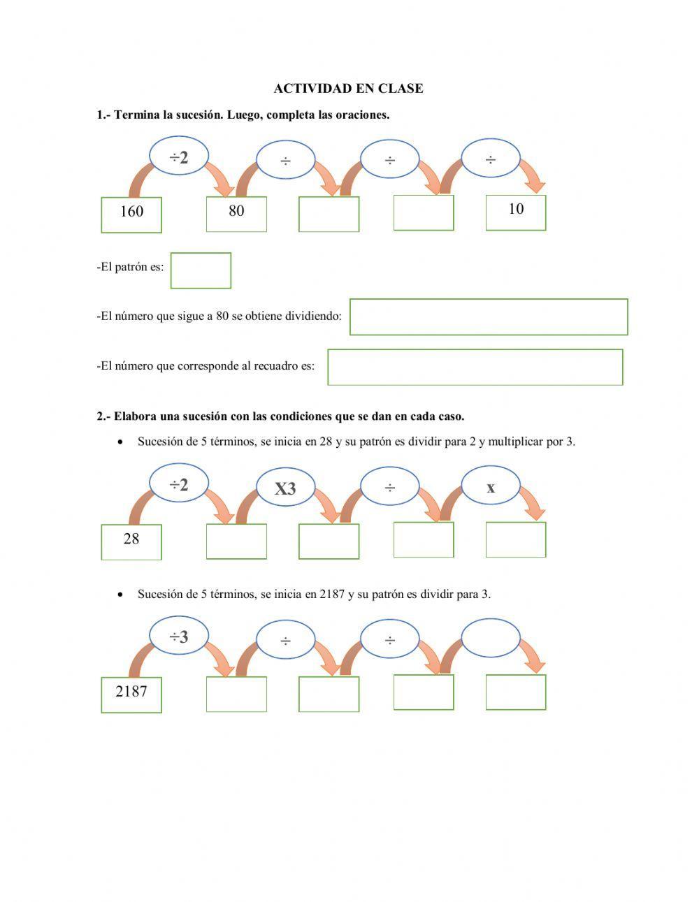 Sucesiones con divisiones