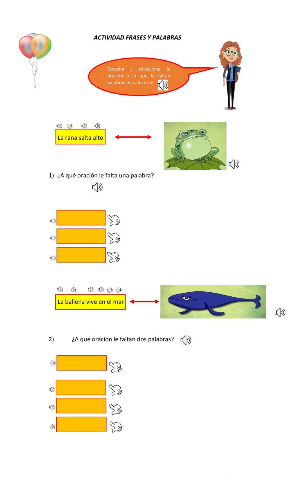 Elimina palabras que conforman la oración
