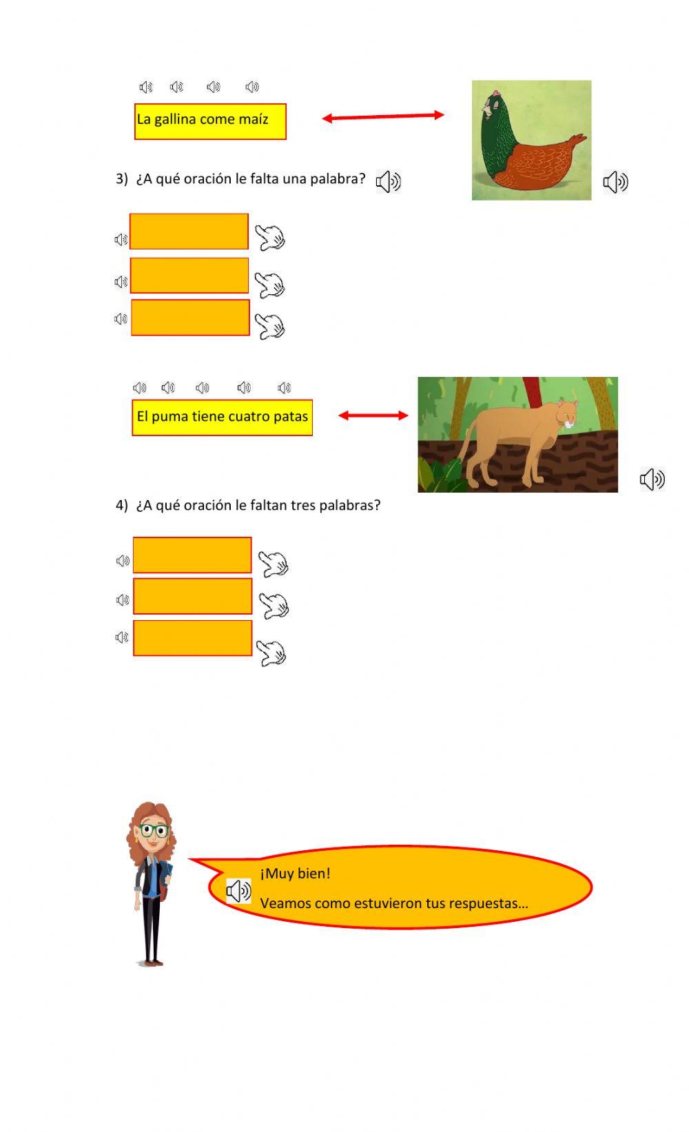 Elimina palabras que conforman la oración