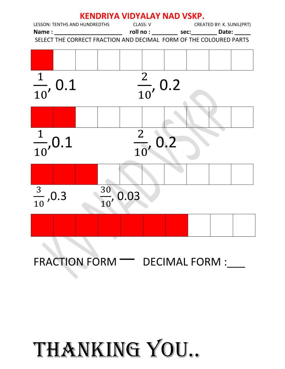 Tenths and hundredths