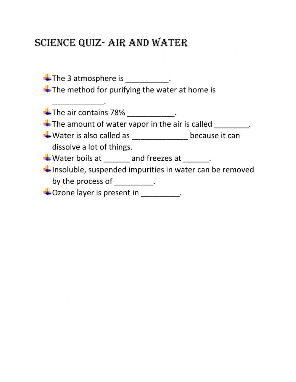 Air and water worksheet Live Worksheets