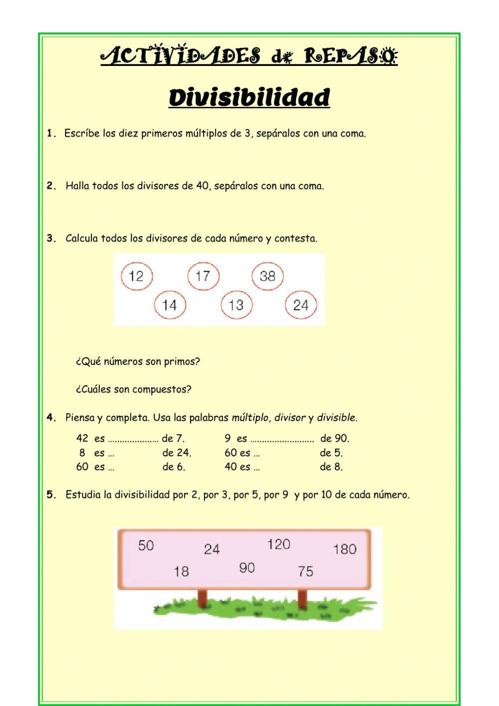 Actividades de repaso Divisibilidad