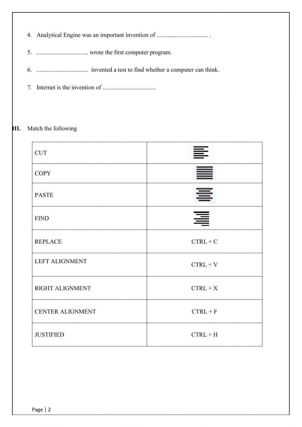 Computing Revision Worksheet