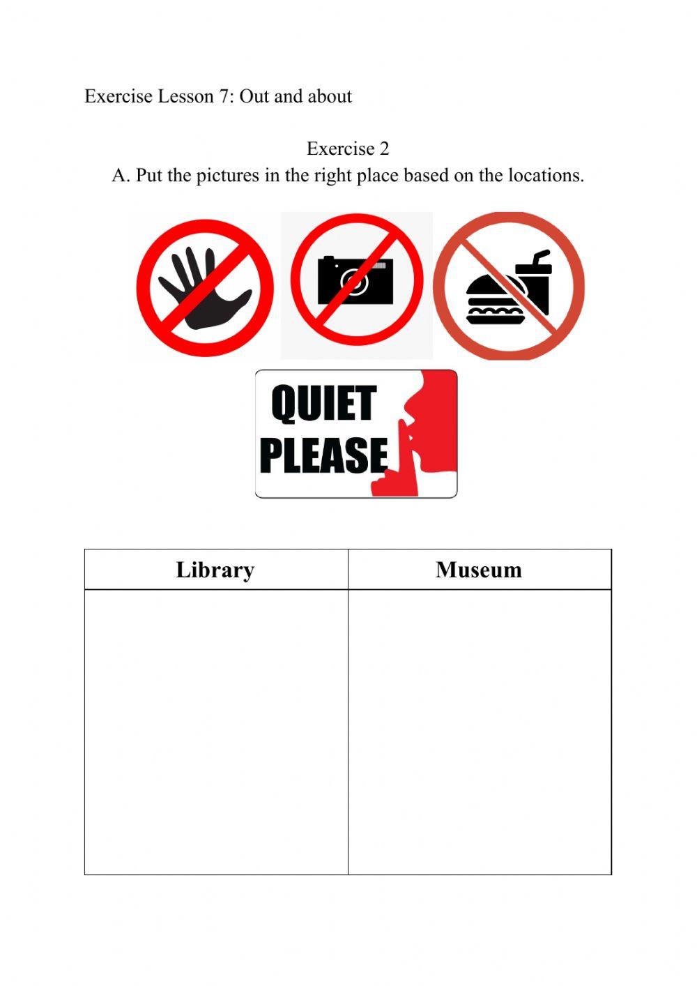 Exercise Unit 7 Out and About