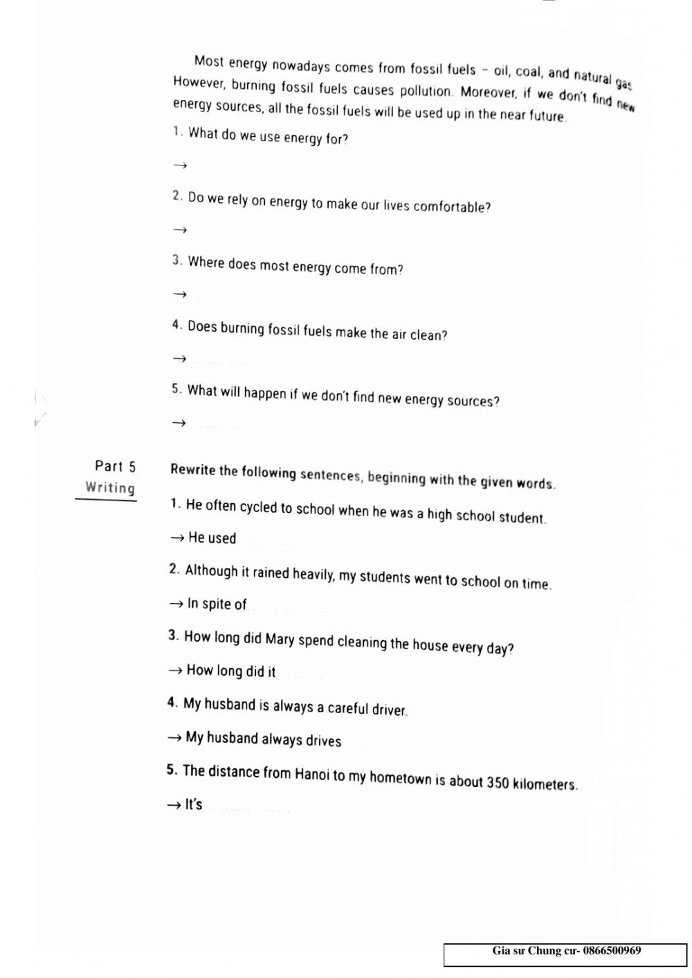 Lớp 7 - Bài Kiểm tra số 2 (Test 29)