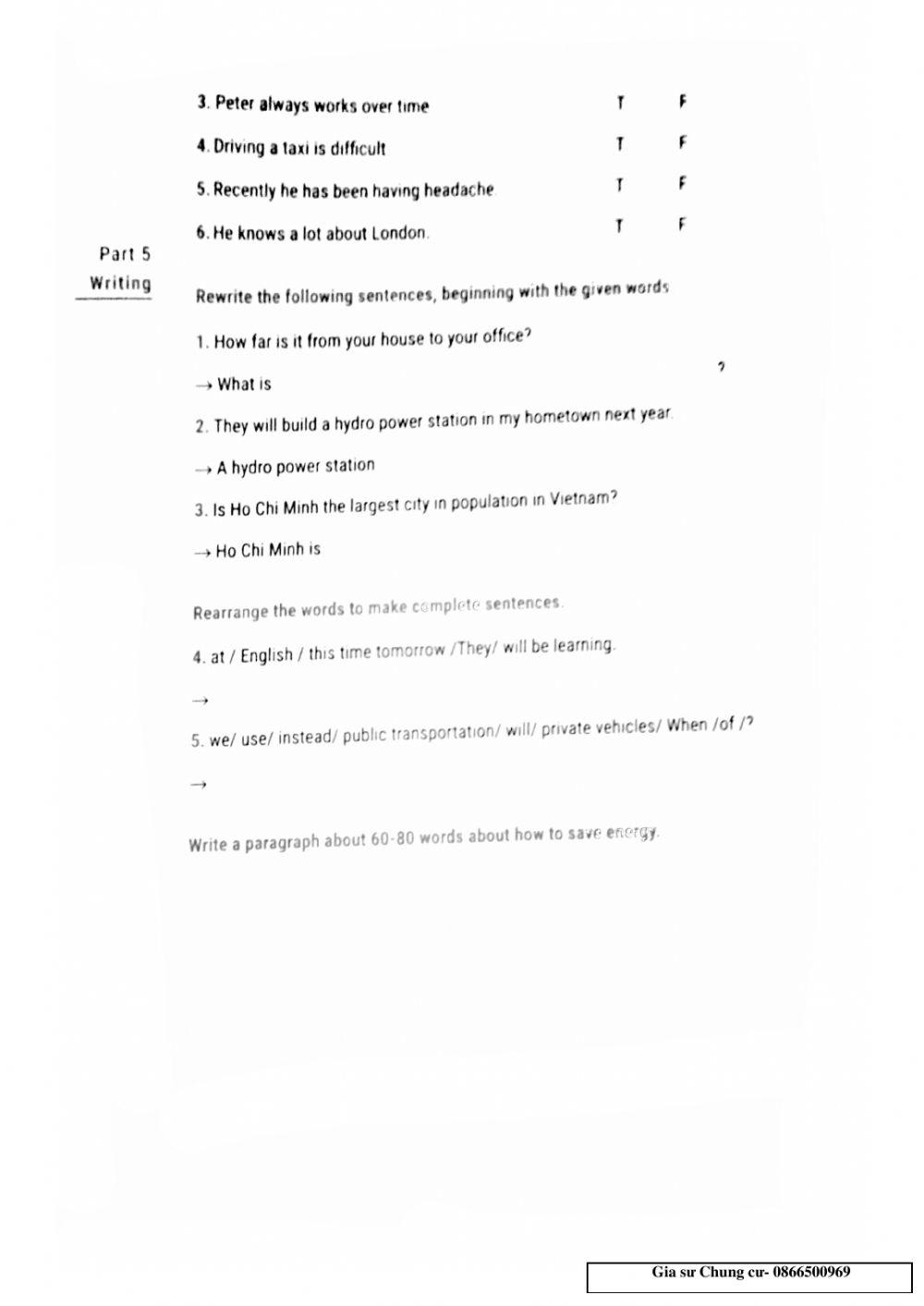 Lớp 7 - Bài kiểm tra số 3 (Test 30)