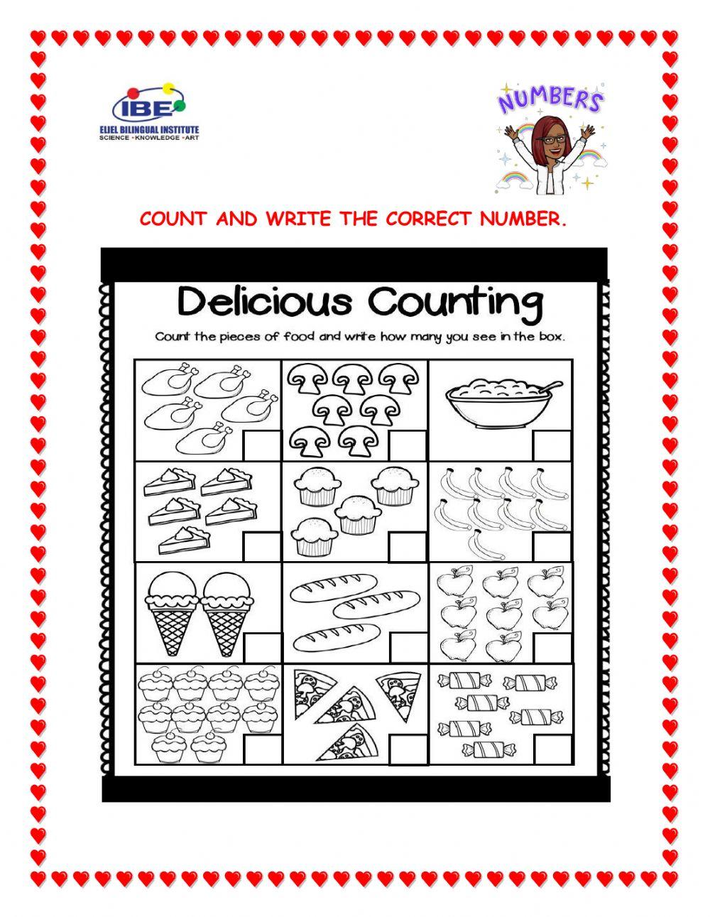 Count and write numbers- worksheet | Live Worksheets