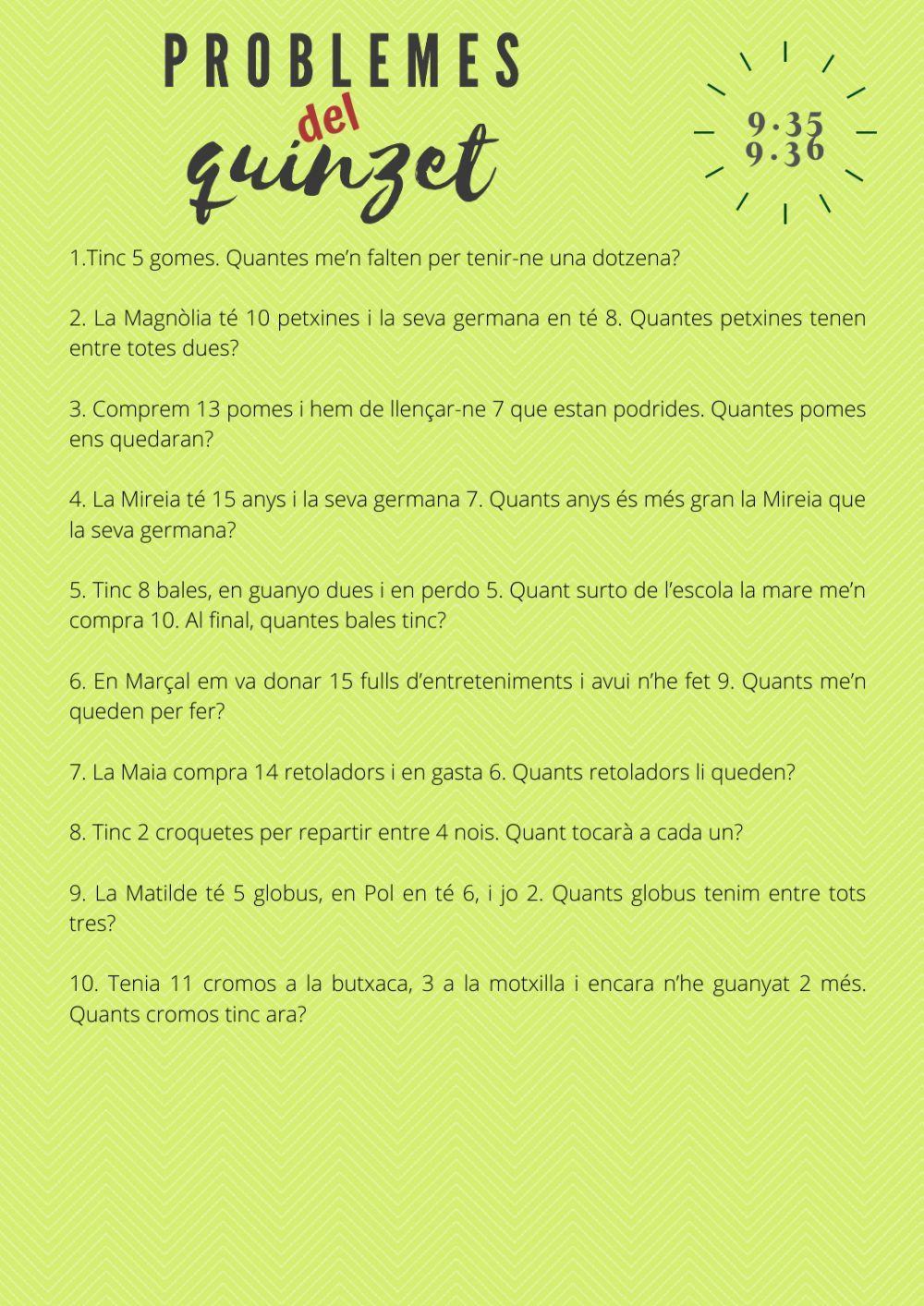 Problemes del quinzet 9.35 i 9.36