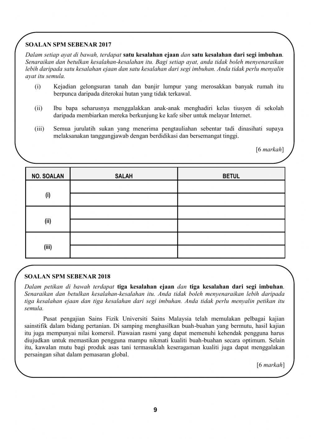 Kesalahan ejaan dan imbuhan