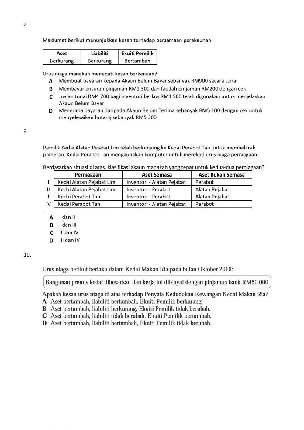 Persamaan perakaunan