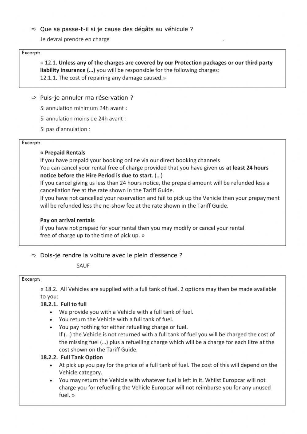 Terms and conditions of Hire