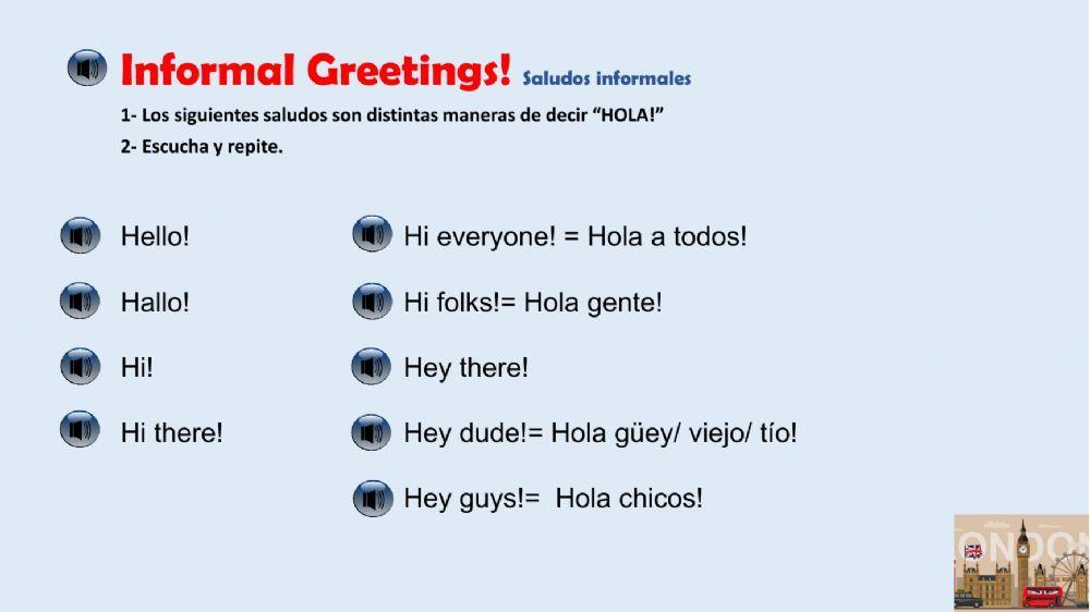 Formal and informal greetings