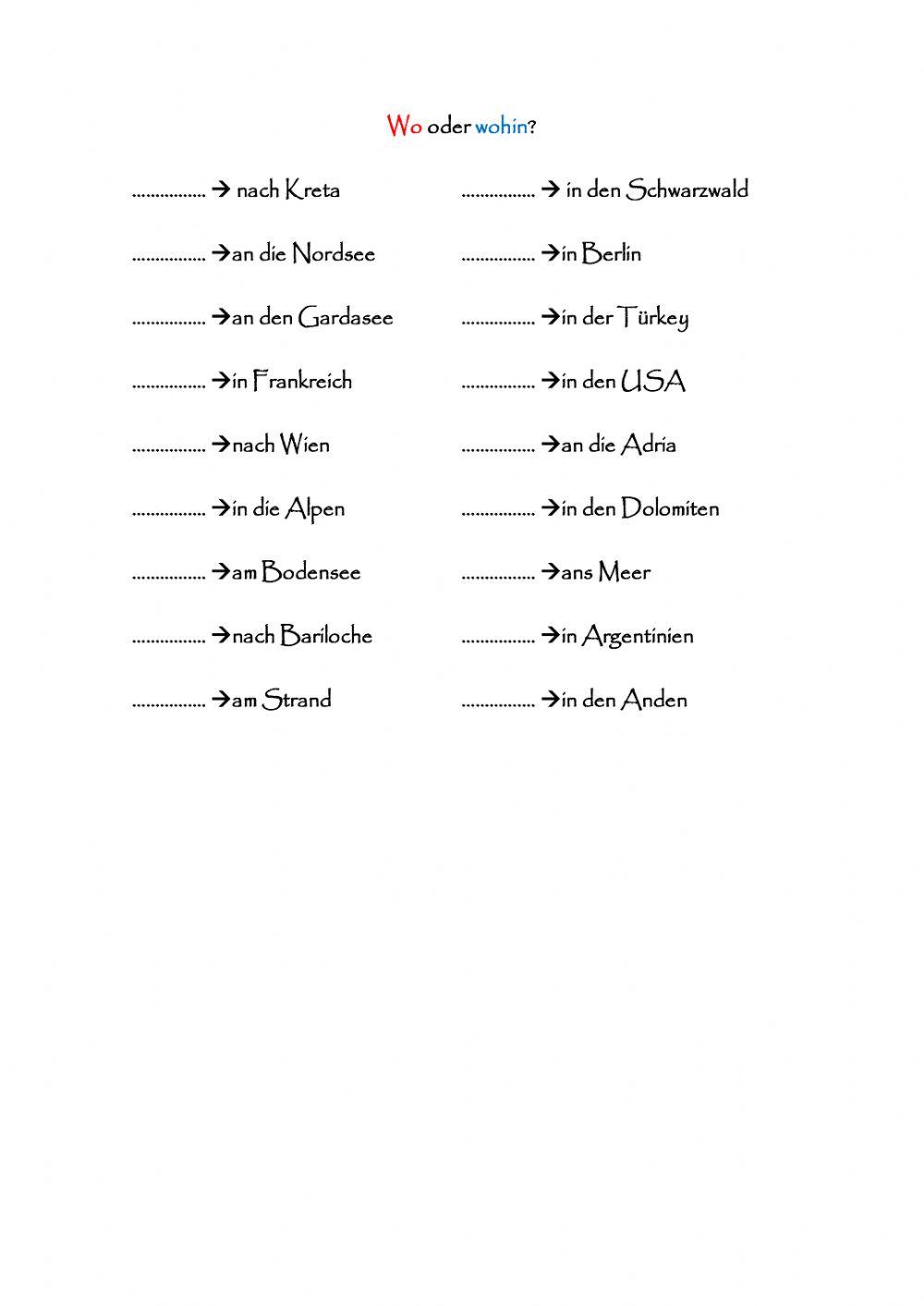 Wo oder wohin?