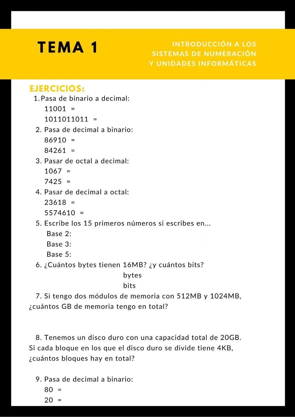 Sistemas de numeración y unidades informáticas