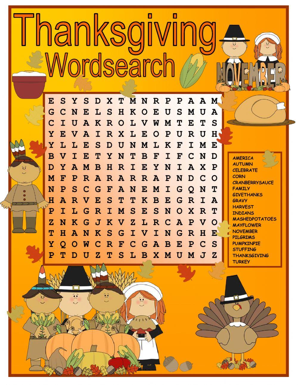 Thanksgiving Wordsearch