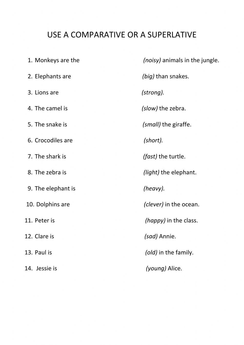 Comparatives and superlatives