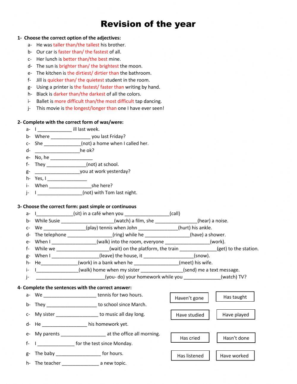 Revision of the year 1st and 2nd