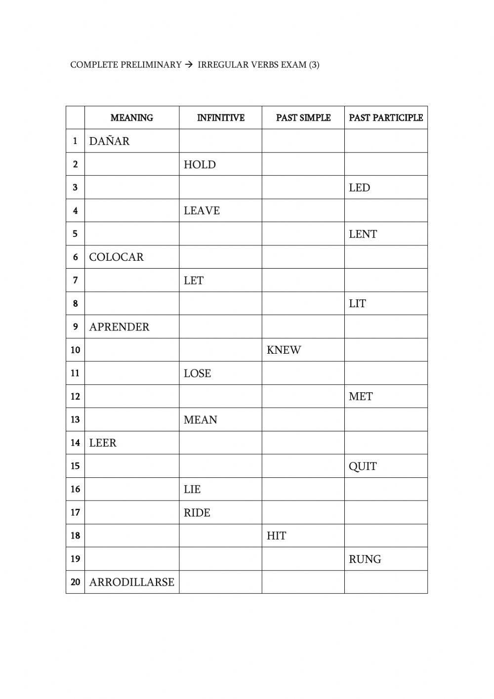 IRREGULAR VERBS EXAM-B1 (3)