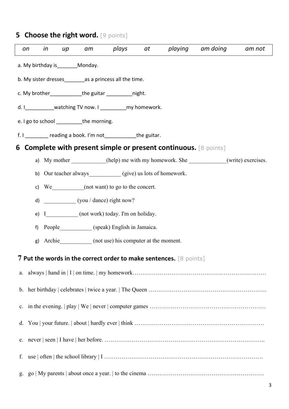 Test Unit 1 - Grade 6