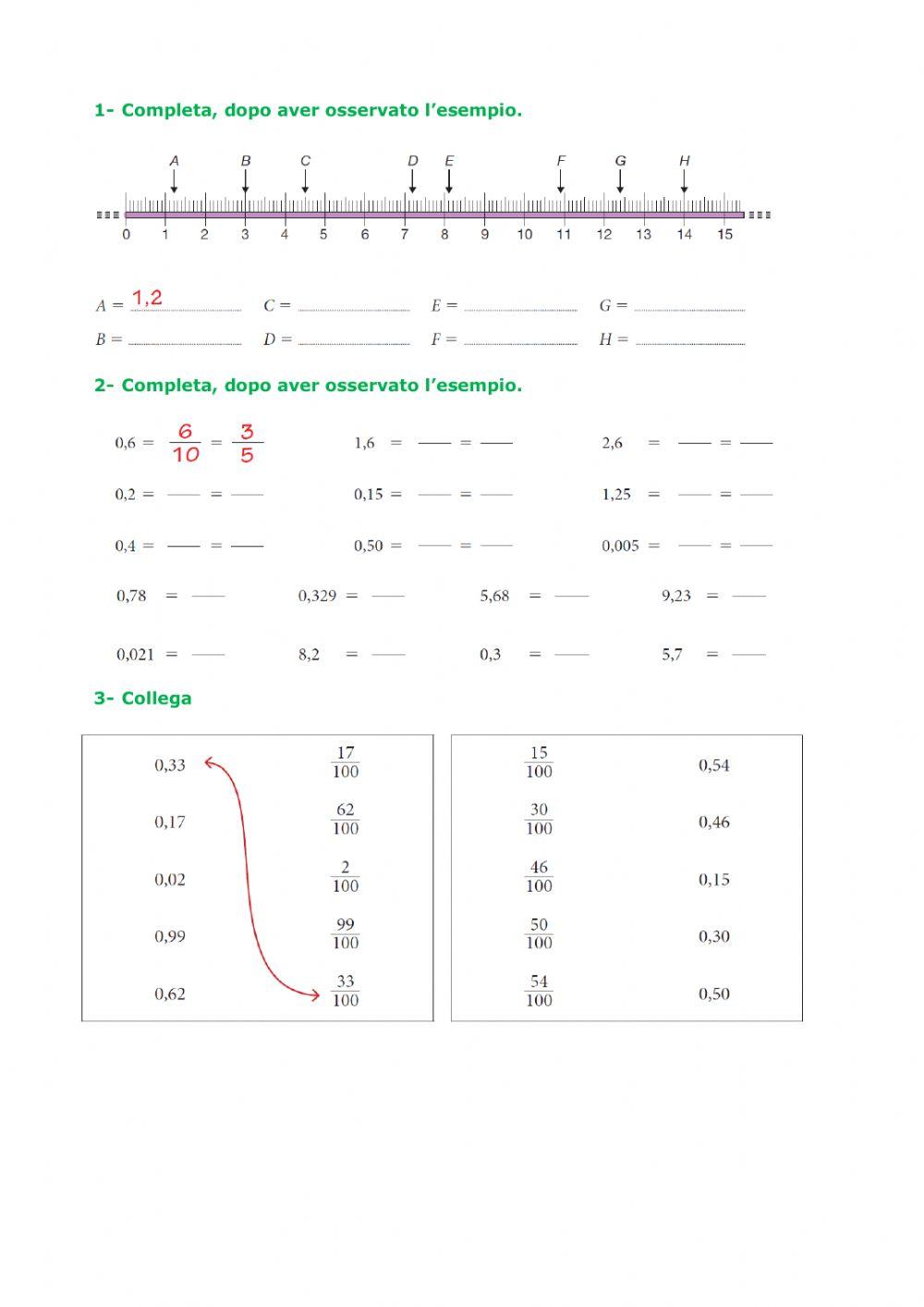 Numeri e frazioni decimali