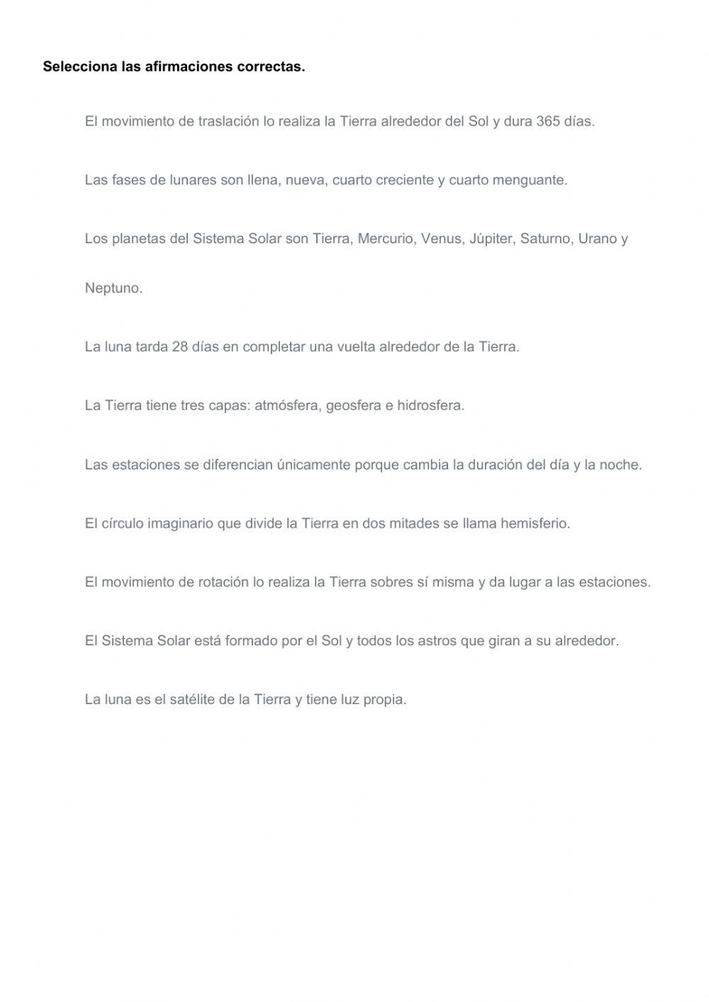 El Sistema Solar, La Tierra y la Luna