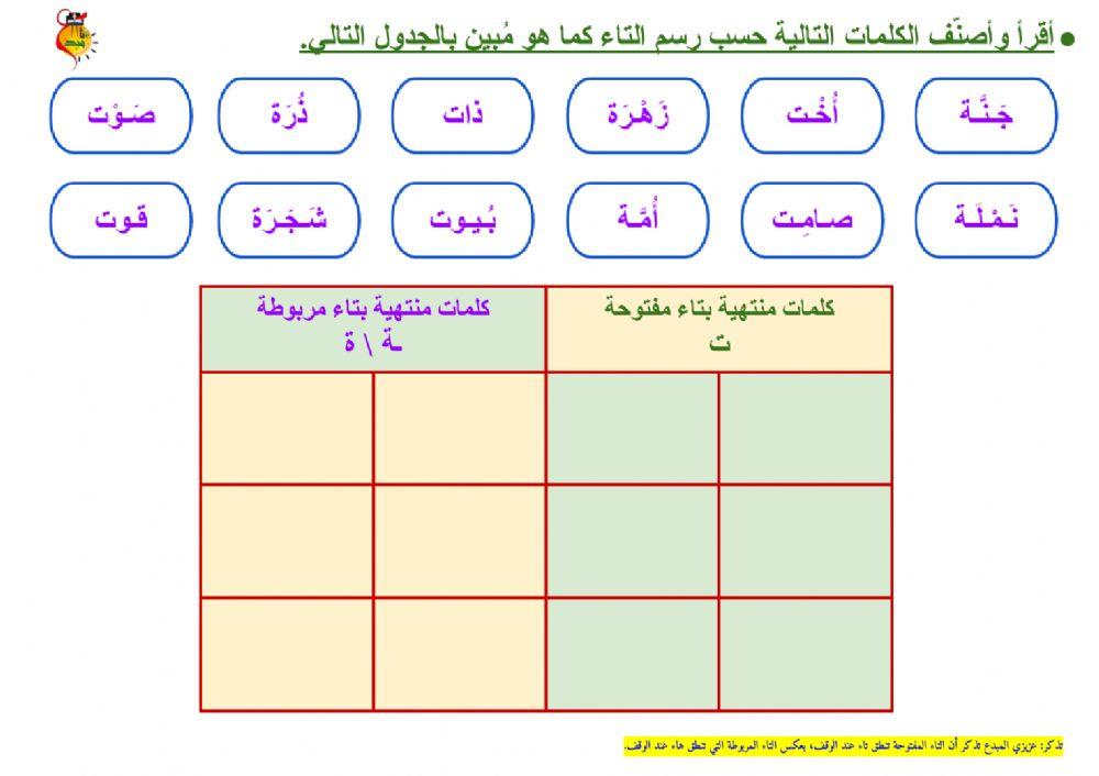 التاء المربوطة والتاء المفتوحة - ٣