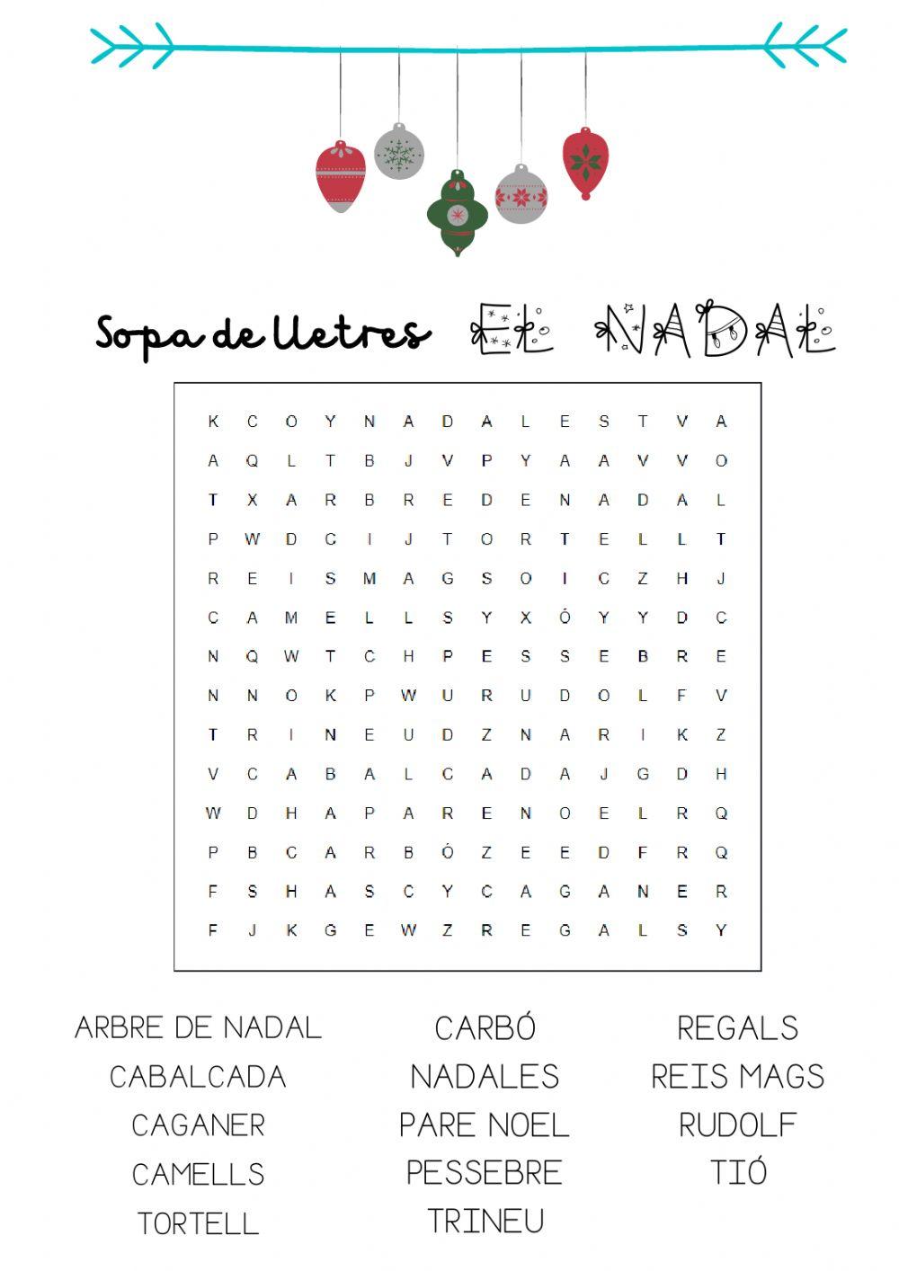 Sopa de lletres NADAL