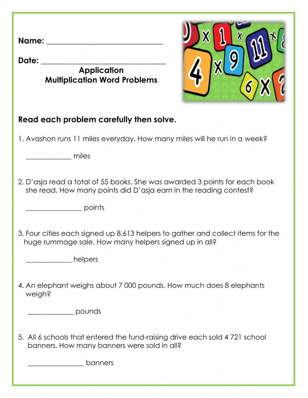Application-Multiplication Word Problems