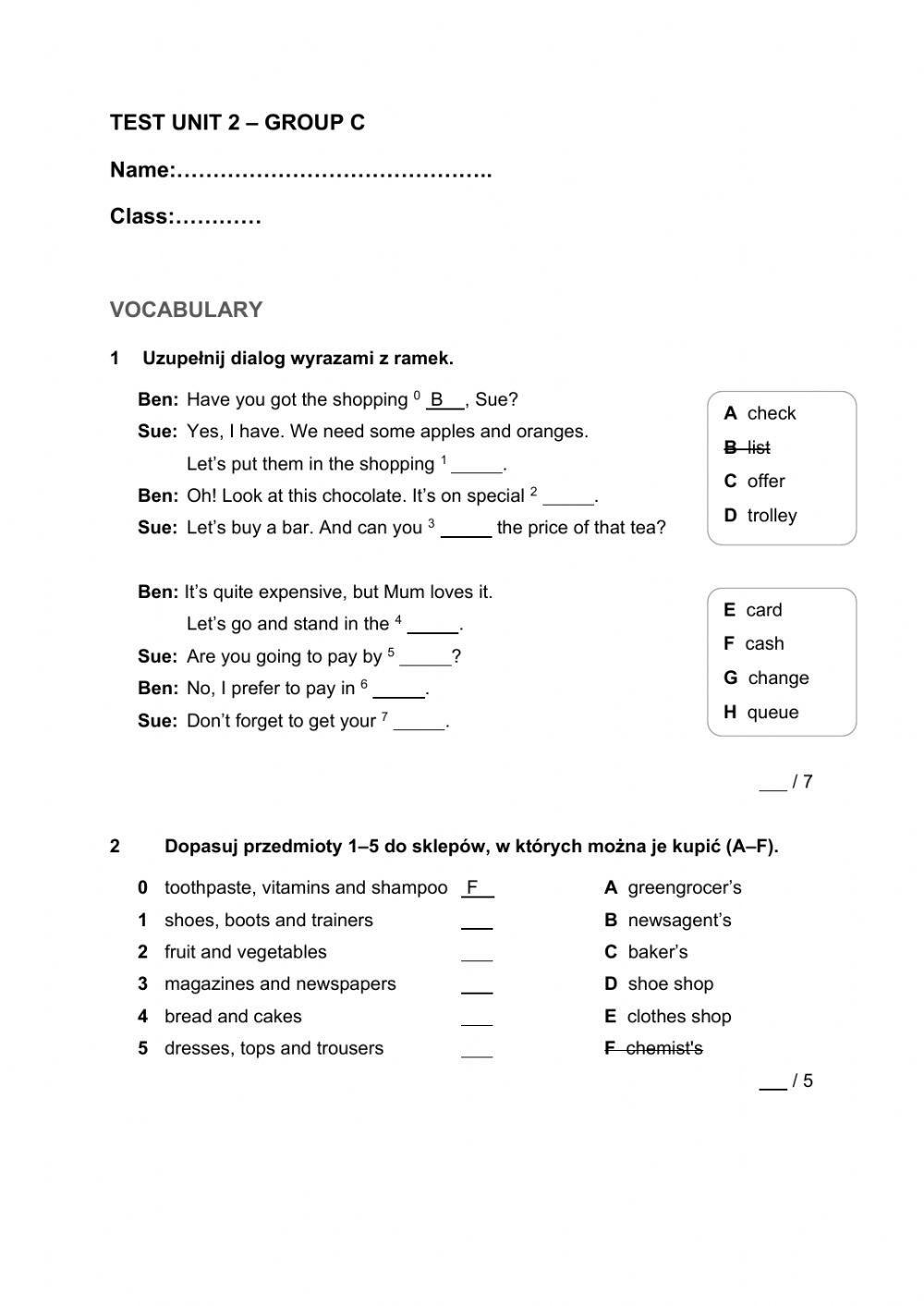 Sprawdzian Unit2 ECA+