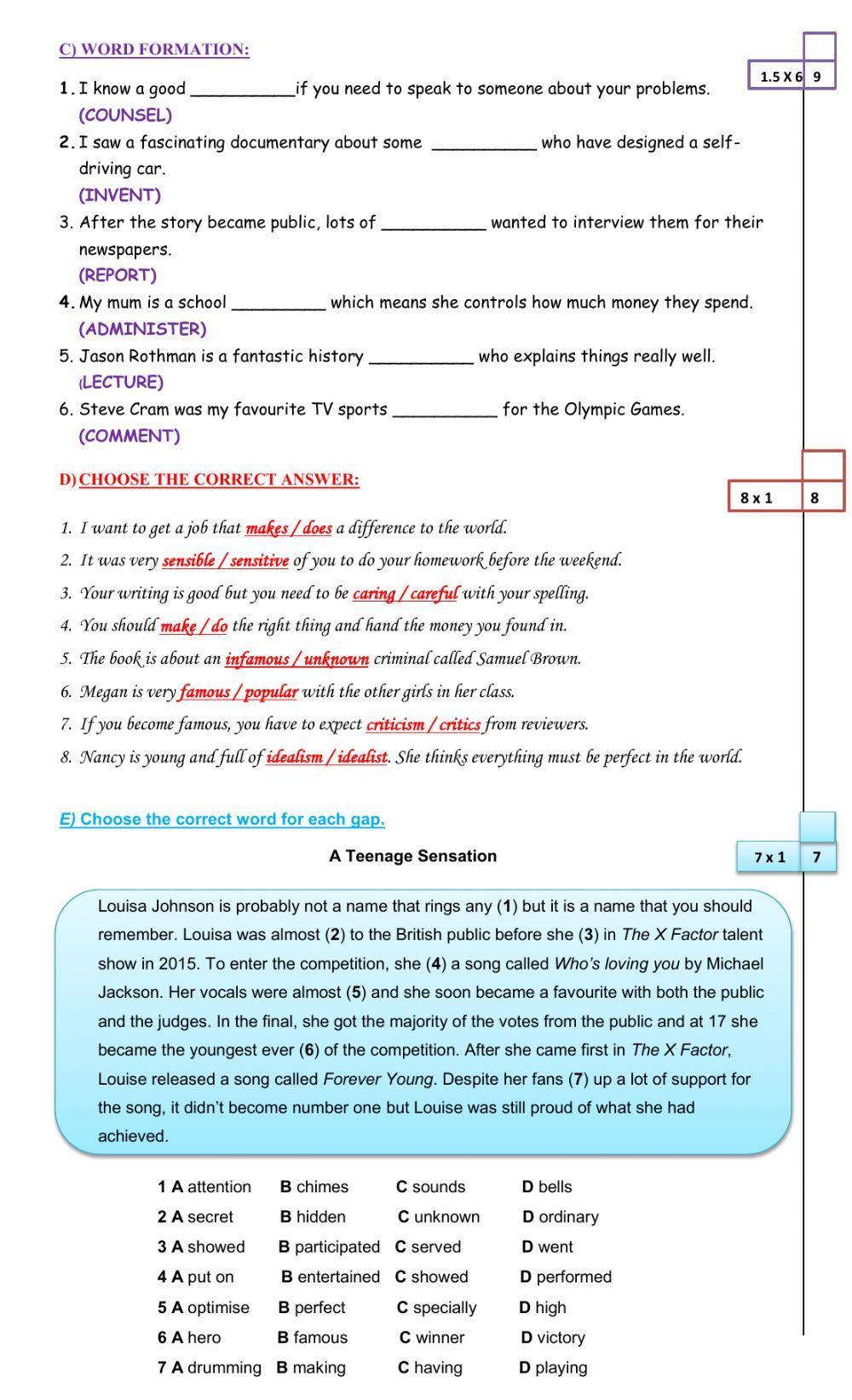 Optimise B1+ Final Exam
