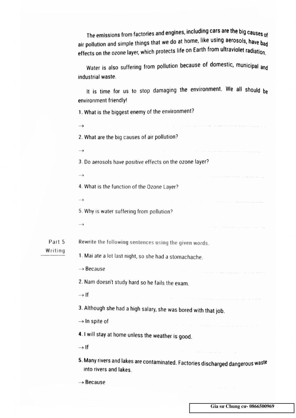 Lớp 8- Bài kiểm tra 45p( test 20)