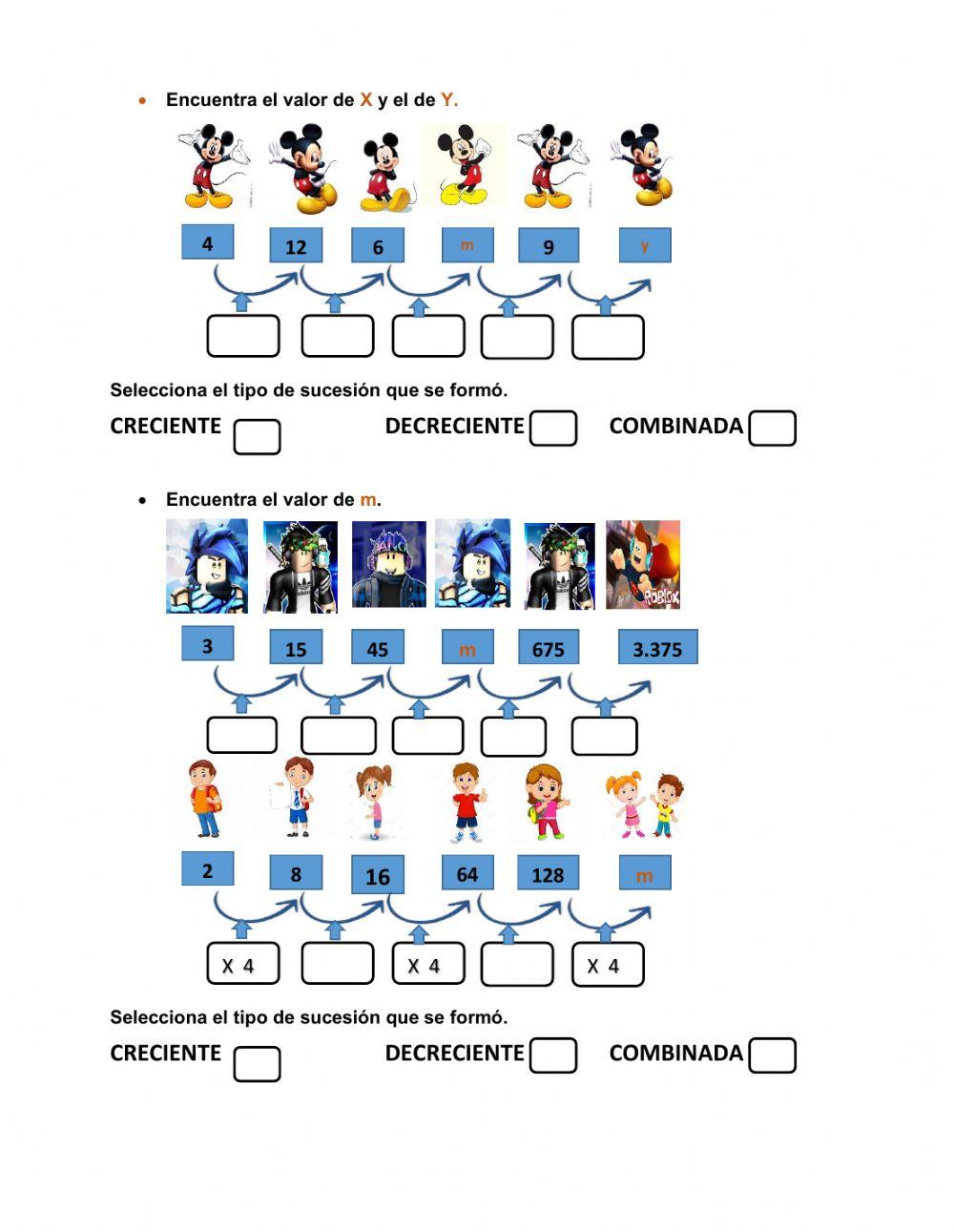 Sucesiones con multiplicación y división.
