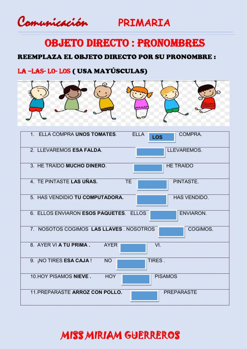 Objeto directo pronombres