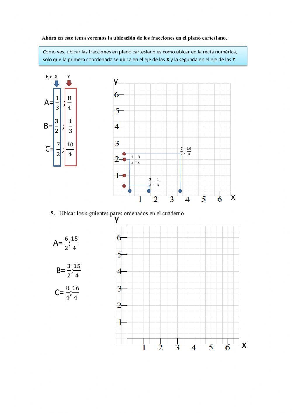 Fracciones en el plano cartesiano