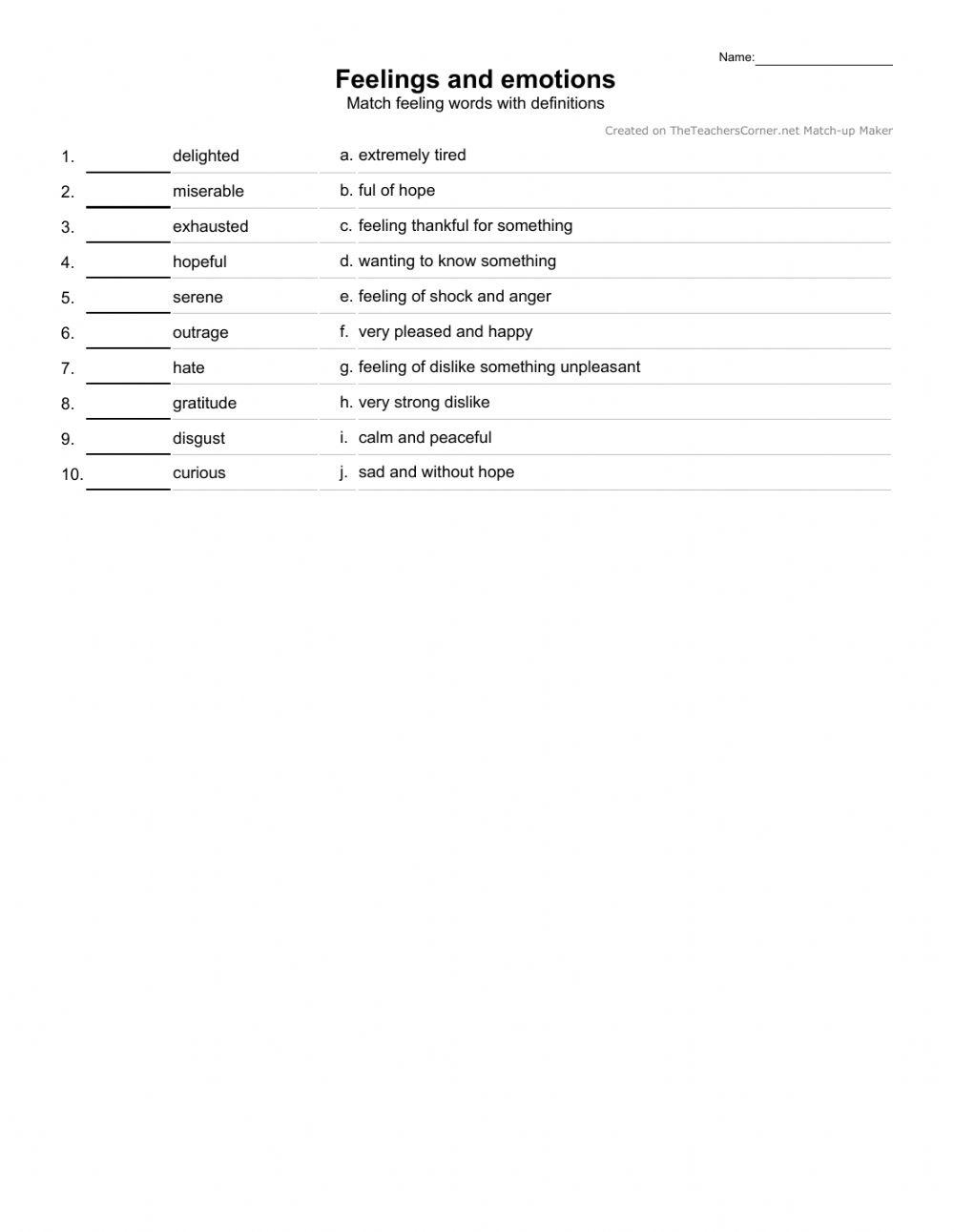 Feelings and emotions