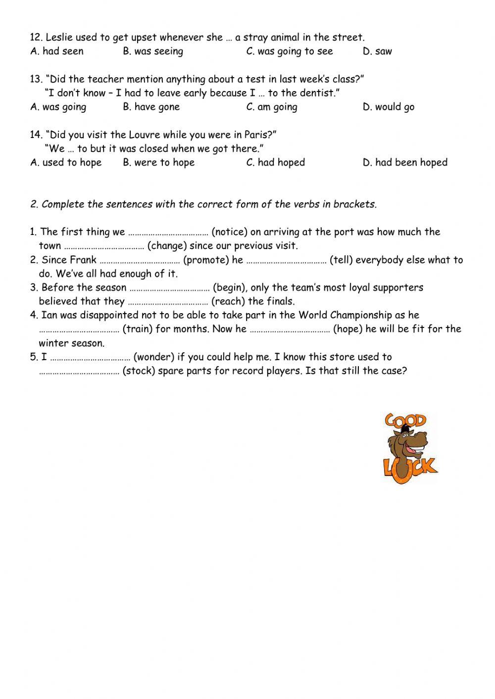 Mastermind Unit 3 Grammar Test