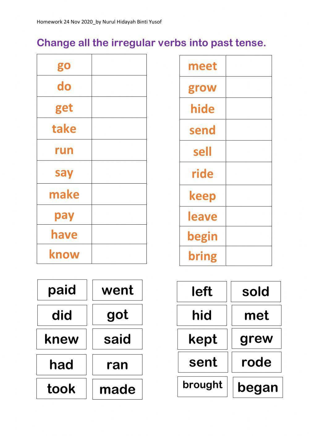 Irregular Verbs: Past Tense