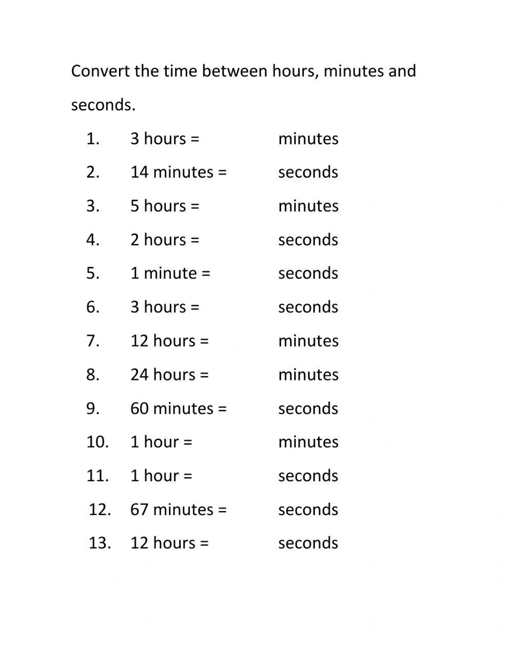 Hours, minutes and seconds