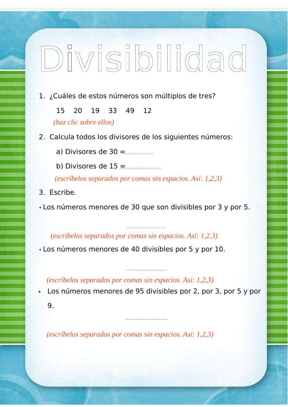 Repaso múltiplos y divisores Repaso múltiplos y divisores